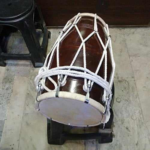 Wooden Indian Folk Musical Instrument Dholak Drum Tied Rope