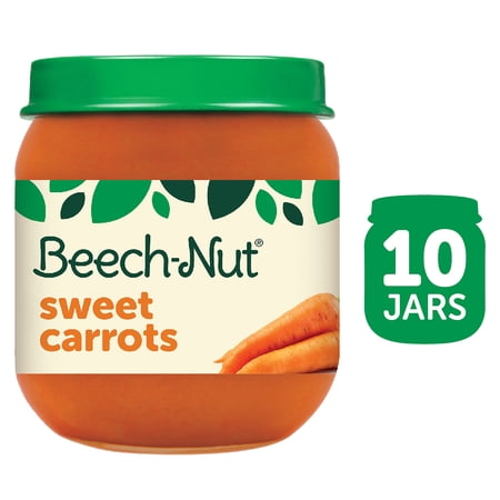 (10 pack) Beech-Nut Stage 2 Baby Food, Sweet Carrots, 4 oz Jar