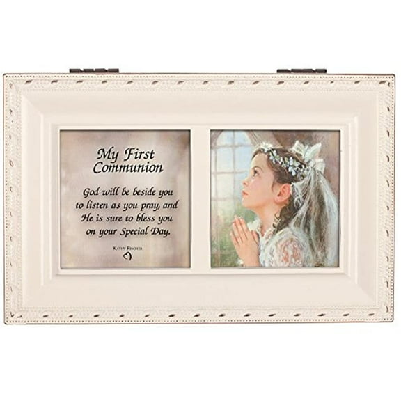 First Communion Girl Petite Ivory Music Box Plays Ave Maria