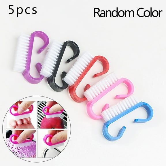 Ruanlalo 5pcs Brush,Small Horn Shape Plastic Dust Cleaning Brush Manicure Nail Art Pedicure Tool Random Color