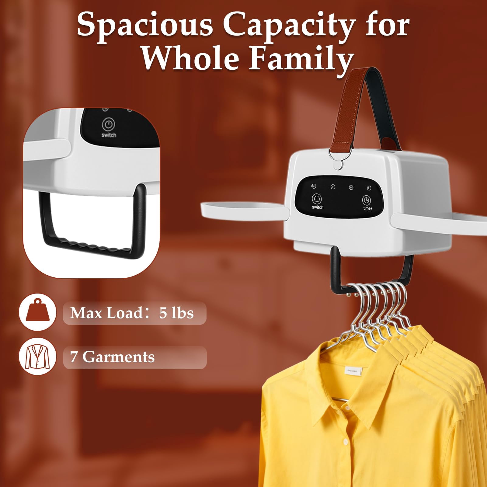 Portable Clothes Dryer, Mini Dryer for Clothes, Travel Small Cloth Dryers for Apartment, RV, Hotel, 140°F 300W Fast Electric Cloth Dryers with Adjustable Timer, Hold 7 Clothing(Gray)