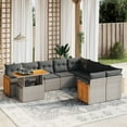 thumbnail image 1 of vidaXL 10 Piece Garden Sofa Set with Cushions Grey Poly Rattan, 1 of 5