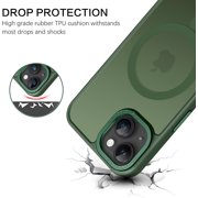 Magnetic for iPhone 13 Case/iPhone 14 Case Compatible with Magsafe Translucent Matte Slim Anti-Scratch Military Grade Protective Phone Case for iPhone 13/iPhone 14 for Men, Deep Green