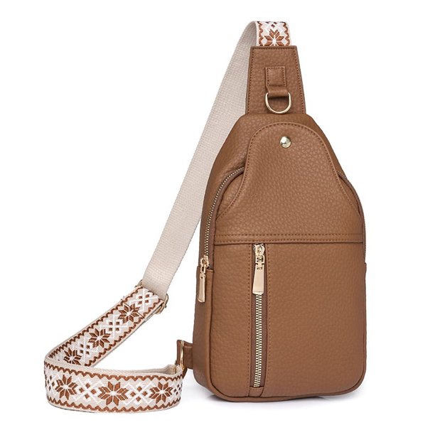 Bolso Bandolera Cuero PU Con Múltiples Bolsillos para Viajes Al Aire Libre
