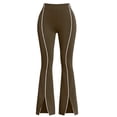 thumbnail image 4 of ZHYou No Boundarie Women's High Waist Flare Yoga Pants Side Stripe Split Stretchy Slim Athletic Bootcut Trousers,Brown,Size XL, 4 of 5