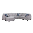 thumbnail image 5 of Cooper Light Gray Linen 7Pc Reversible L-Shape Sectional Sofa with Ottoman and Cupholder, 5 of 7