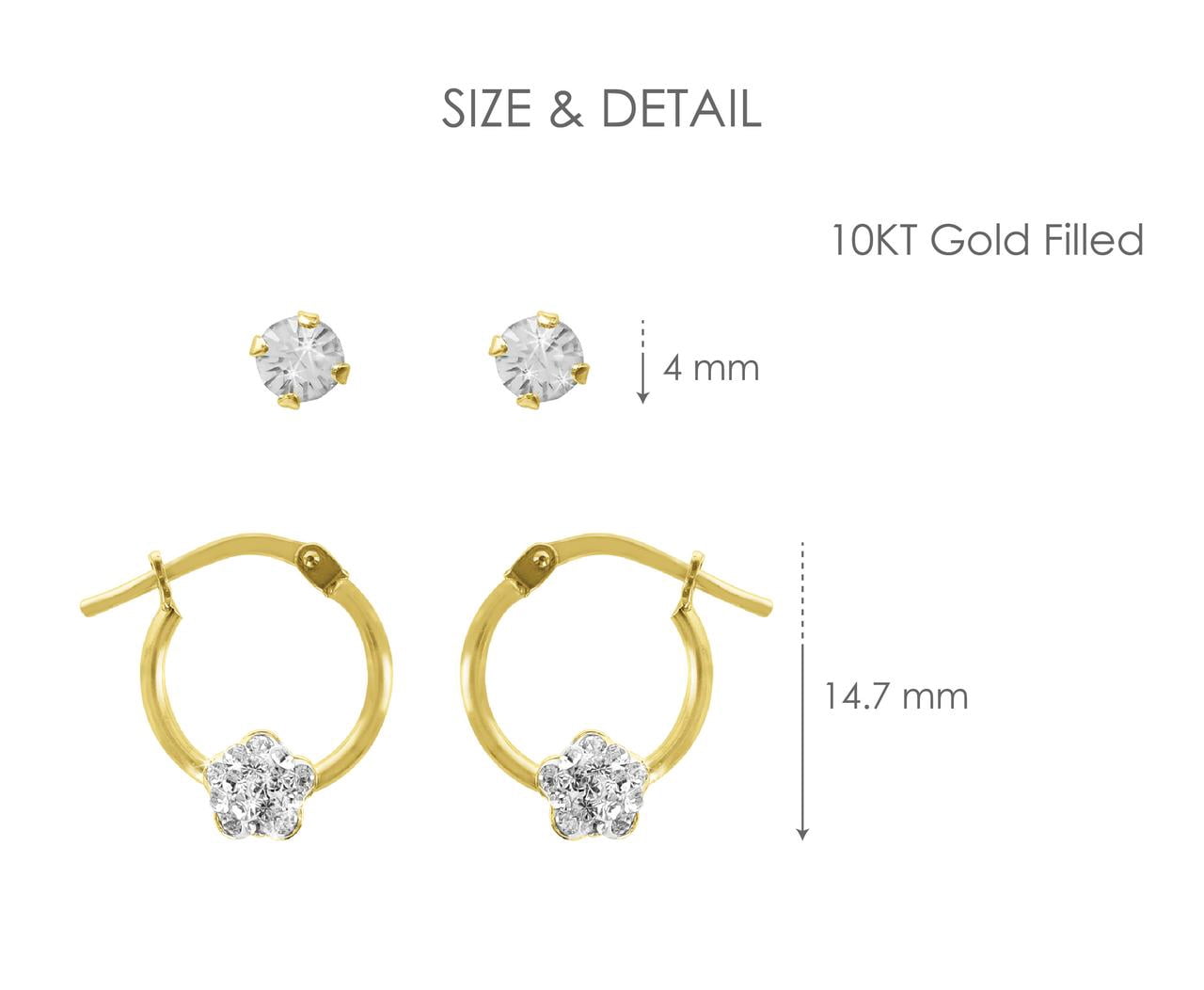 Brilliance Fine Jewelry 10K Gold Filled Crystal Children’s Earring Set