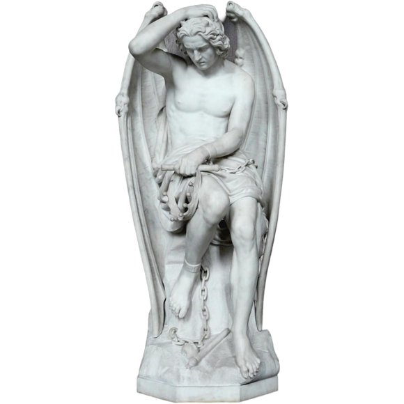 Le génie du mal Statue of Lucifer Handmade Marble Casting Sculpture Exact Reproduction, White