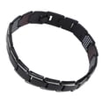 thumbnail image 3 of Pulsera magnética de acero de titanio para hombre y mujer, pulsera de terapia magnética de moda, regalo de joyería para fiesta (negro y plateado), 3 of 14