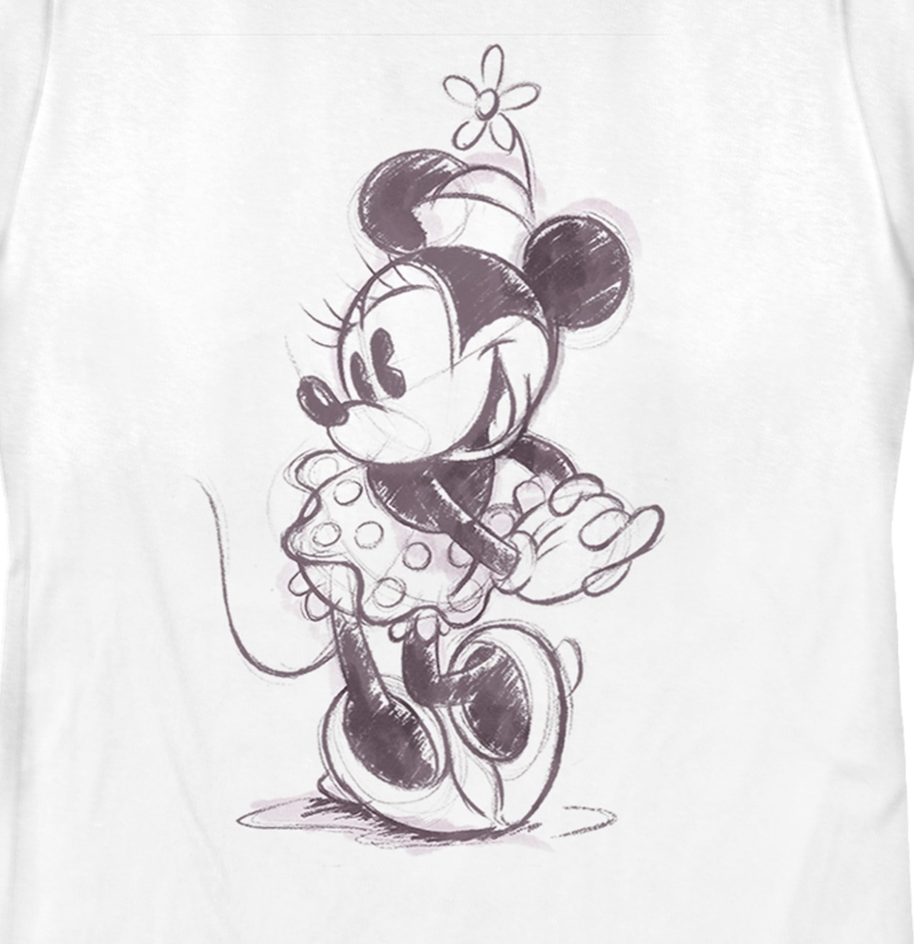 Women's Mickey & Friends Minnie Mouse Vintage Sketch Graphic Tee White 2X Large