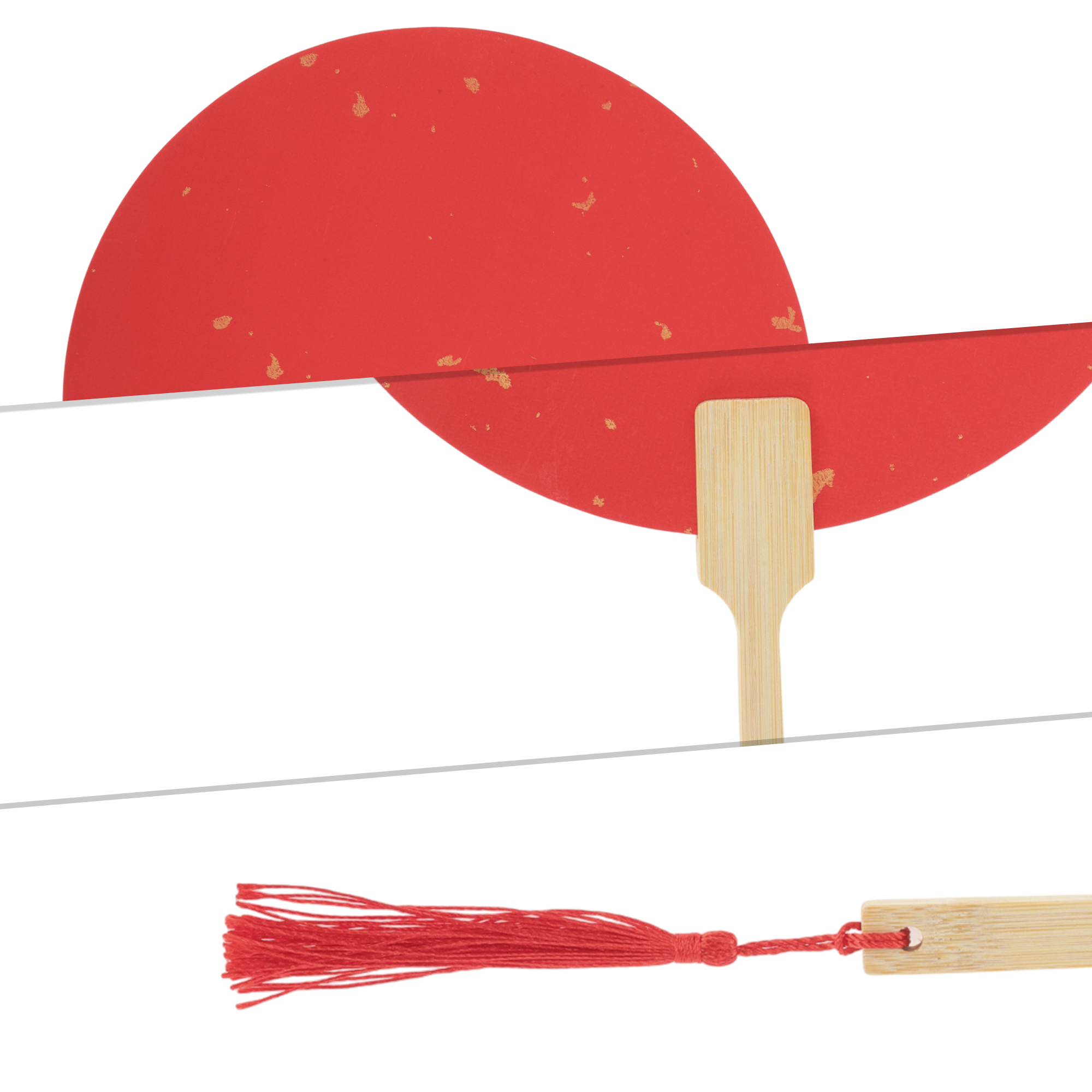 Unique Bargains Folding Fan Red Round