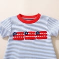 thumbnail image 5 of Baby Onesies Boy Newborn Baby Boy Independence Day Outfit Flag Embroidery Waffle Striped Short Sleeve Bubble Romper Summer Bodysuit, 5 of 9