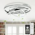 thumbnail image 3 of 24Inch Silver Indoor Reversible Ceiling Fan with Dimmable LED Light, 6-Speed DIY Shade with Remote and APP Control, 3 of 13