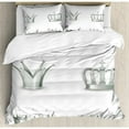thumbnail image 3 of Grey Duvet Cover Set Twin Size, Different Kinds of Antique Crowns Queen King Imperial Theme Vintage Symbol, Decorative 2 Piece Bedding Set with 1 Pillow Sham, Pale Green and White, by Ambesonne, 3 of 3