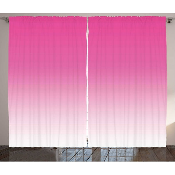 Ombre Curtains 2 Panels Set, Hot Pink Candy and Cream Inspired Ombre Digital Design Print Modern