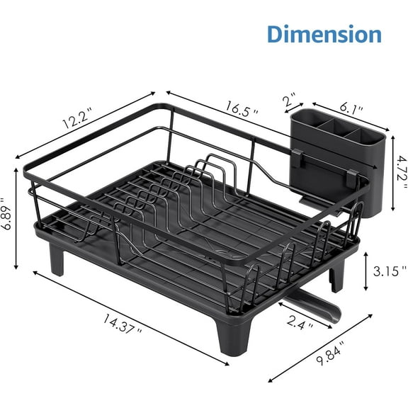 Large Capacity Dish Drying  with Drainboard, Rustproof & Sturdy Design for Kitchen Countertop Organization