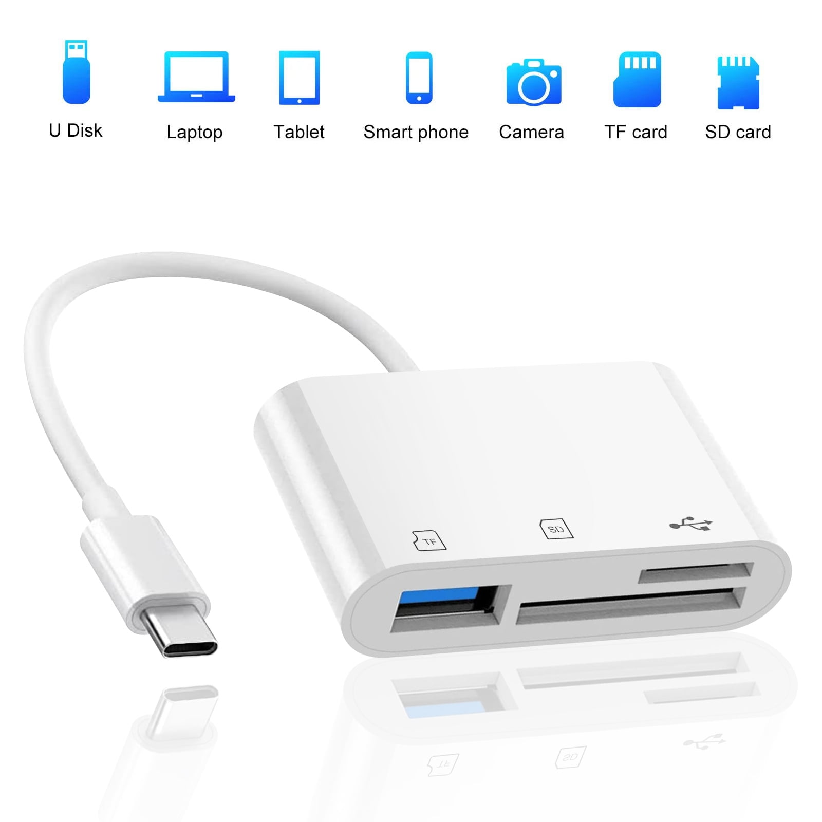 USB-C Card Reader, EEEkit 3-in-1 Micro SD Memory Reader, Type C to SD Card Adapter 2TB Capacity for MacBook Camera Android Windows Linux and Other Type C Device - Walmart.com
