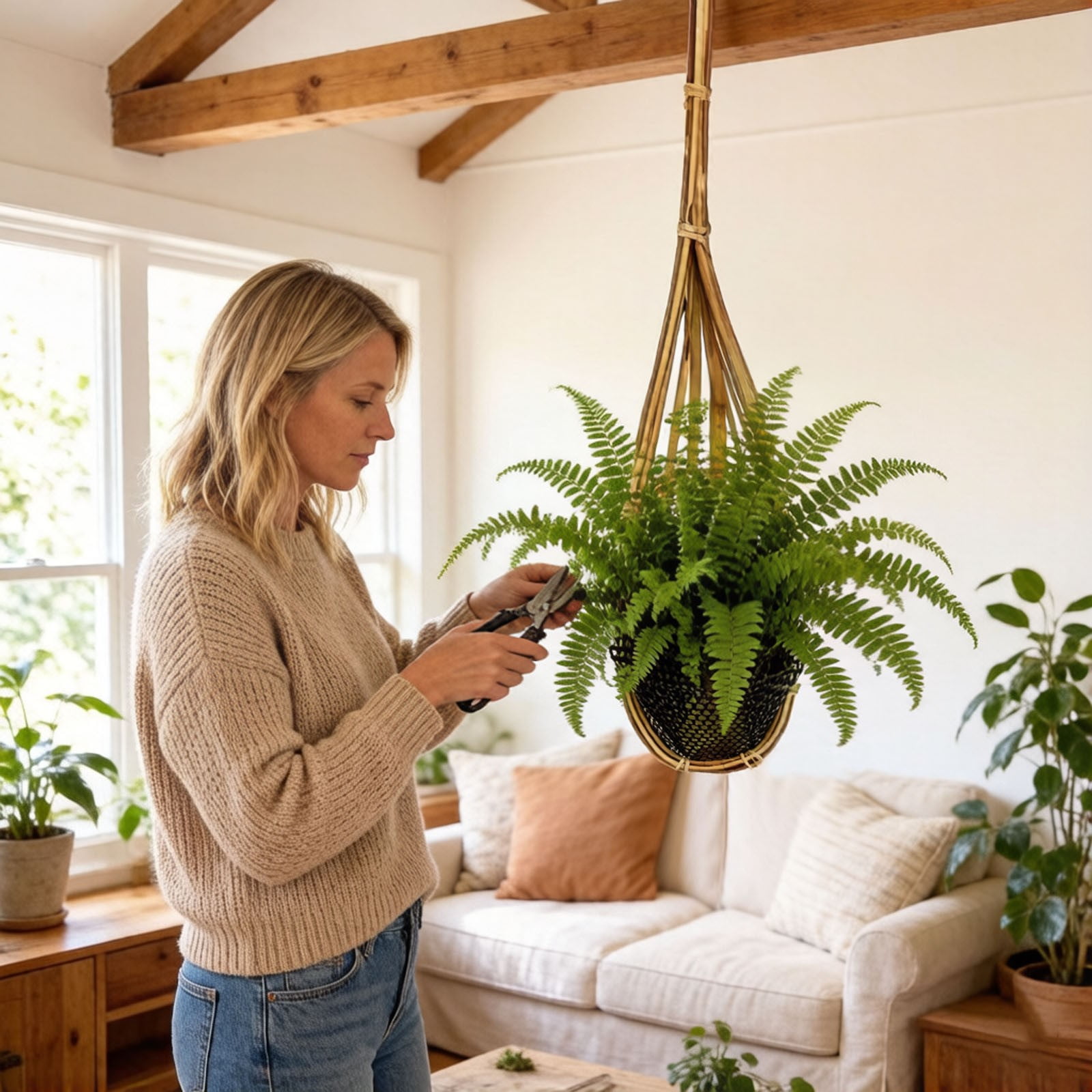 Teardrop Shaped Wicker Hanging Holder Handmade Rattan Flower Pot Basket Long Hanging Straps Indoor Outdoor Greenery Planter for Balcony Window Living Room Wall Decor
