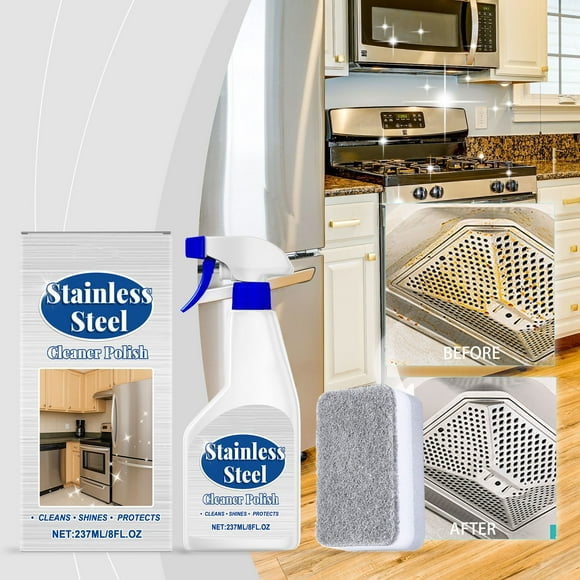 Limpiadores domésticos Spray limpiador de acero inoxidable Desengrasante Abrillantador de huellas dactilares Limpiador de electrodomésticos de cocina Cuidado de prevención de óxido Secado Sin limpiado