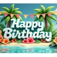 thumbnail image 3 of Tropical Flowers Birthday Party Hawaiian Banner Colorful Foliage Flamingo Decoration for Beach Celebration Summer Event Outdoor Party, 3 of 7