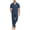 Heather Navy, variant on ANLIQI Men's 100% Cotton Pajamas Set Button Down Sleepwear Short Sleeve and Long Pants Pjs (Purple,XL)