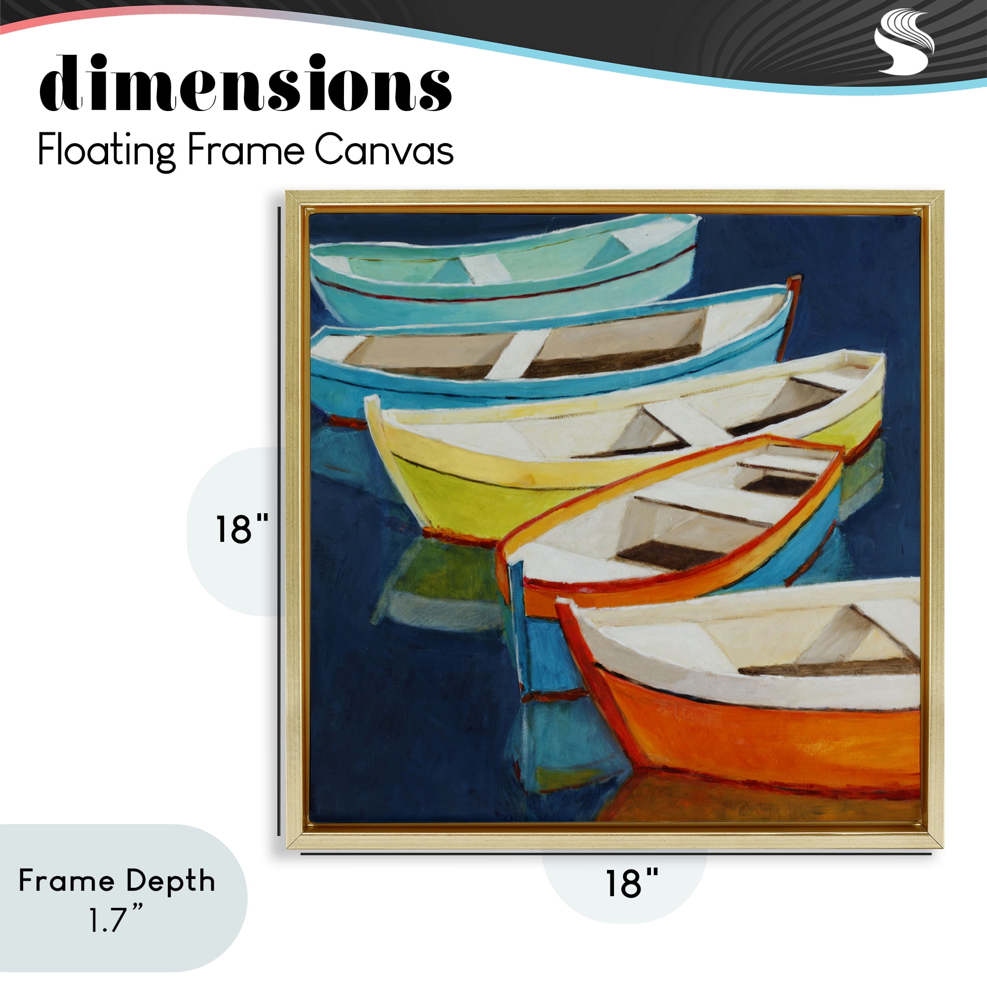 Stupell Industries Serene Rowboats in Summer Gold Framed Floater Canvas Wall Art, design by Lorenzo Collective