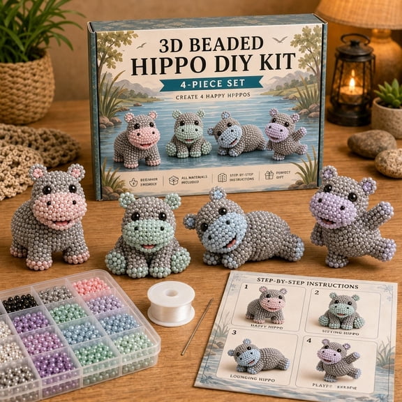 Tiny 3D Beaded Animal DIY Kit – Beginner Friendly Handmade Bead Art Set, Cute Mini Animal Decor Gift for Craft Lovers Teens, 11 StylesHippo