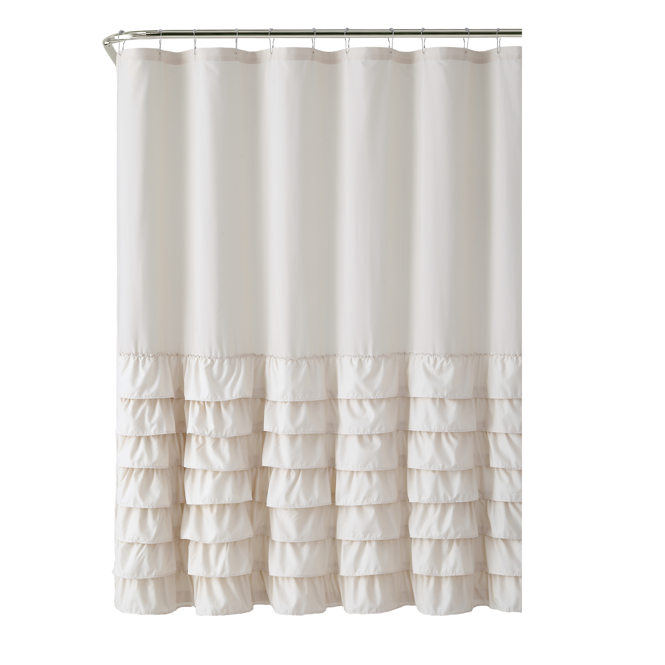 VCNY Home Melanie Taupe Solid Ruffle Polyester Shower Curtain, 72" x 72" - image 2 of 5