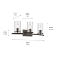 thumbnail image 4 of 45497OZCLR Kichler Lighting Crosby - 3 Light Bath Vanity-8.75 Inches Tall and 23 Inches Wide-Olde Bronze Finish-Clear Glass Color, 4 of 4