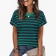 thumbnail image 2 of Camisas de Cuello en V de Manga Corta para las Mujeres Impresión de Rayas Blusa de Verano de Primavera de Moda, Camiseta de Mujer de Manga Corta, 2 of 7