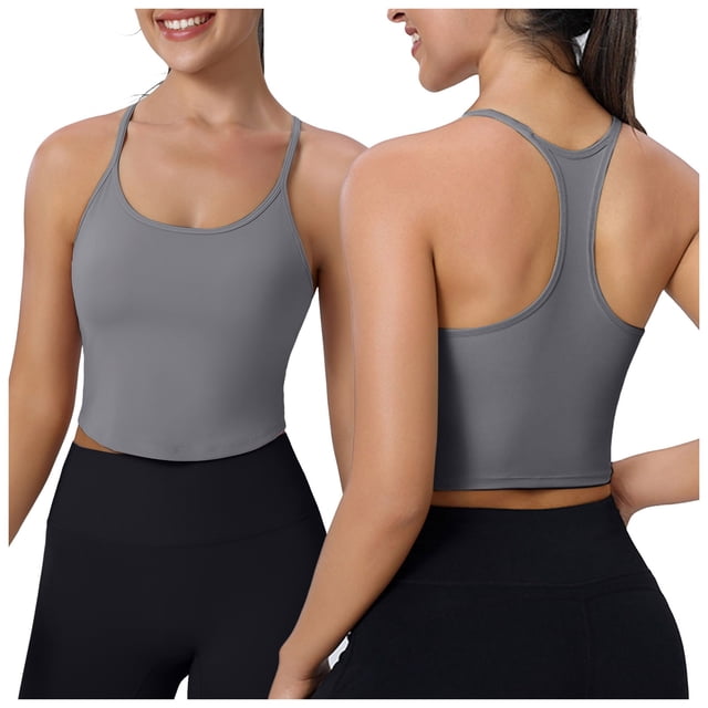 Gubotare Supportive Sports Bras for Women Adjustable Sports Bras for Women High Support Padded Racerback Sport for Large Bust Workout Running Gym (Grey,XL)