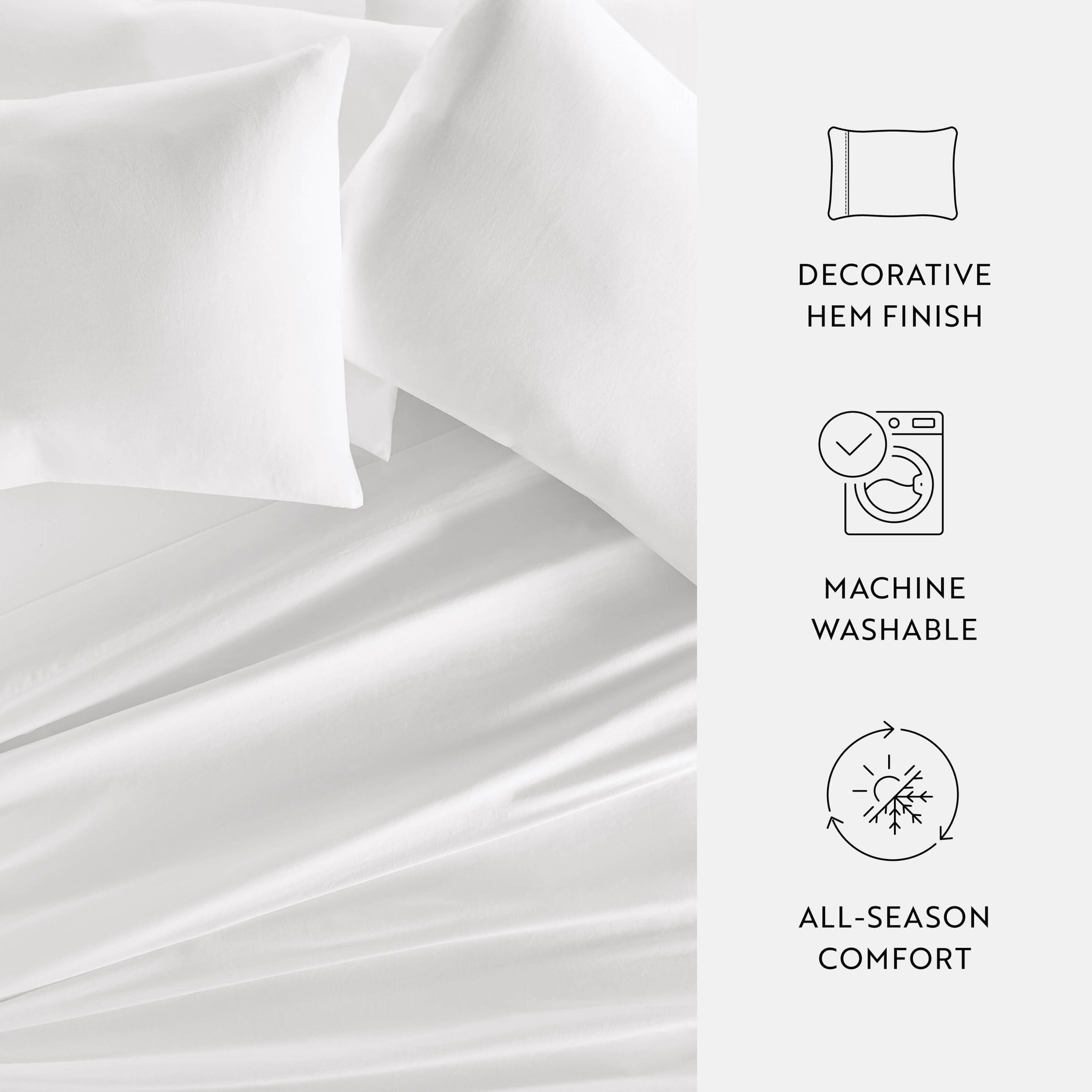 White 300TC Cotton Cooling Pillow Case Set, Standard/Queen, by Noble Linens