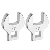 Uxcell 2 Pcs Drive Crowfoot Wrench 3/8 Inch 17mm Metric Flare Nut Wrench CR-V Steel Electroplating Open End Crowfoot Wrench for Automotive Repair Mechanics, Bright Silver