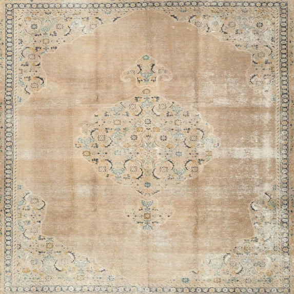 Ahgly Company Machine Washable Indoor Square Traditional Brown Area Rugs, 6' Square