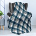 thumbnail image 4 of Navy Soft Flannel Fleece Blanket, Abstract Checkered Tartan Geometric Classic Squares with Scottish Effects, Cozy Plush for Indoor and Outdoor Use, 60" x 80", Dimgrey White Dark Blue, by Ambesonne, 4 of 5