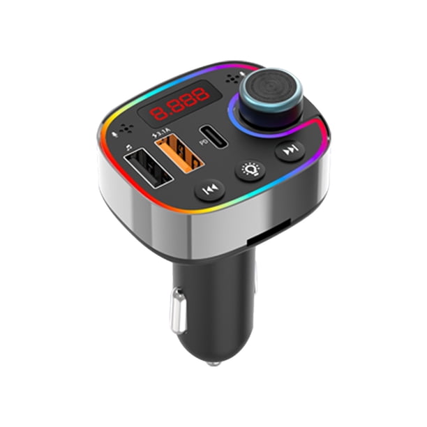 Pisexur Accesorios para coches, Electrónica para cochesReproductor MP3 Bluetooth para coche, aluminio, multifunción, luz LED, carga rápida, carga para asiento de coche.