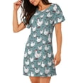 thumbnail image 2 of Fotbe Funny Chicken Bata de Dormir para Mujer con Estampado, Camisón de Algodón de Manga Corta, Ropa de Dormir Casual, 2 of 6