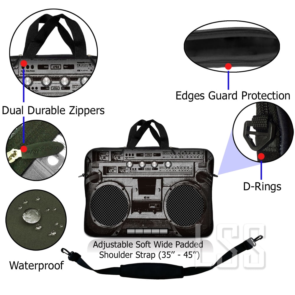LSS Neoprene 12"-13.3" Laptop Sleeve, Cassette Player Design