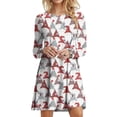 thumbnail image 1 of ESSSUT Hauts pour Femmes Liquidation Tendances Robe Décontractée à Manches Longues Col Rond Imprimé de Noël Longueur Genou Blanc TTG, 1 of 5