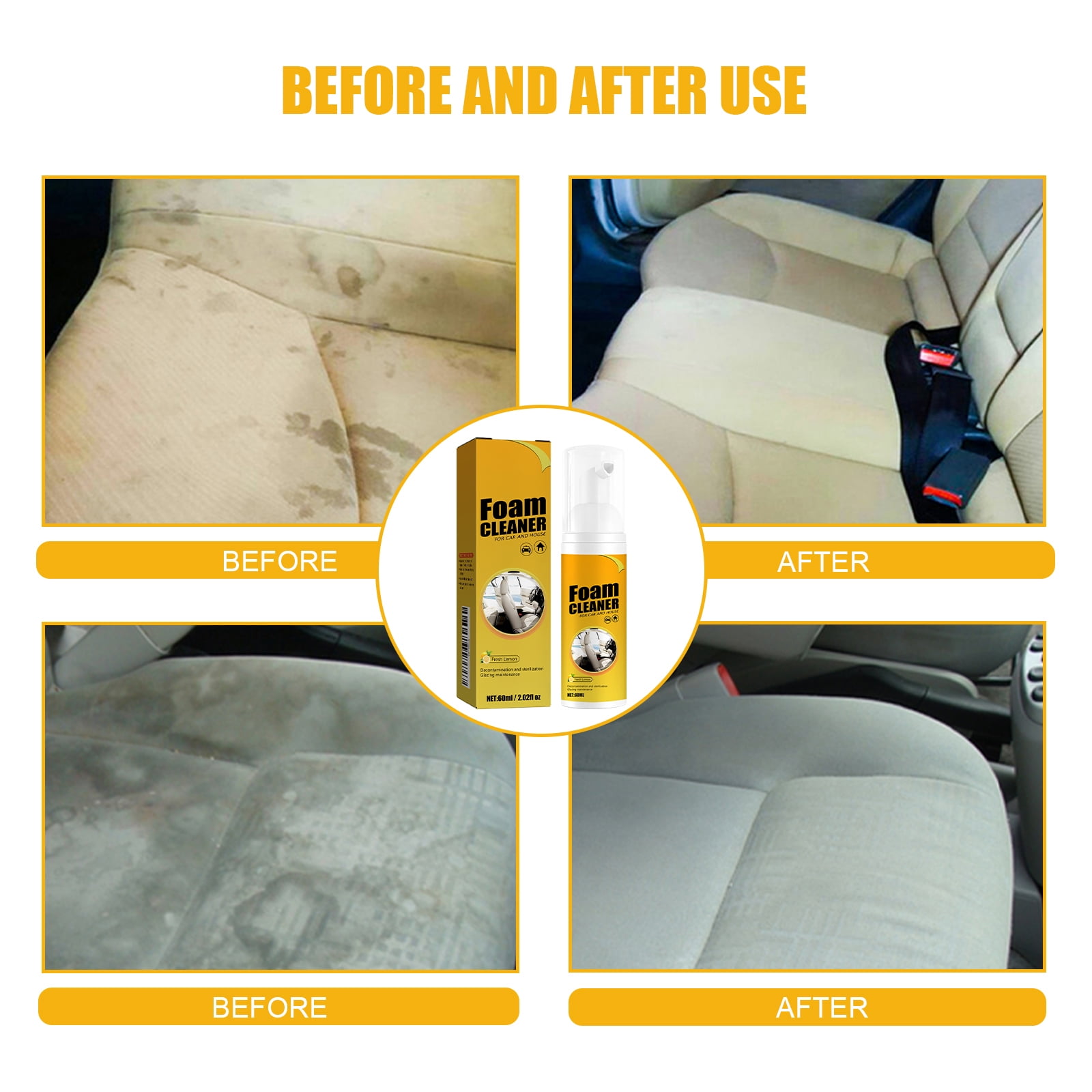 Alvantor Multi-Purpose Foam Cleaner for Car Interiors Leather Seat, 1.01 fl.oz