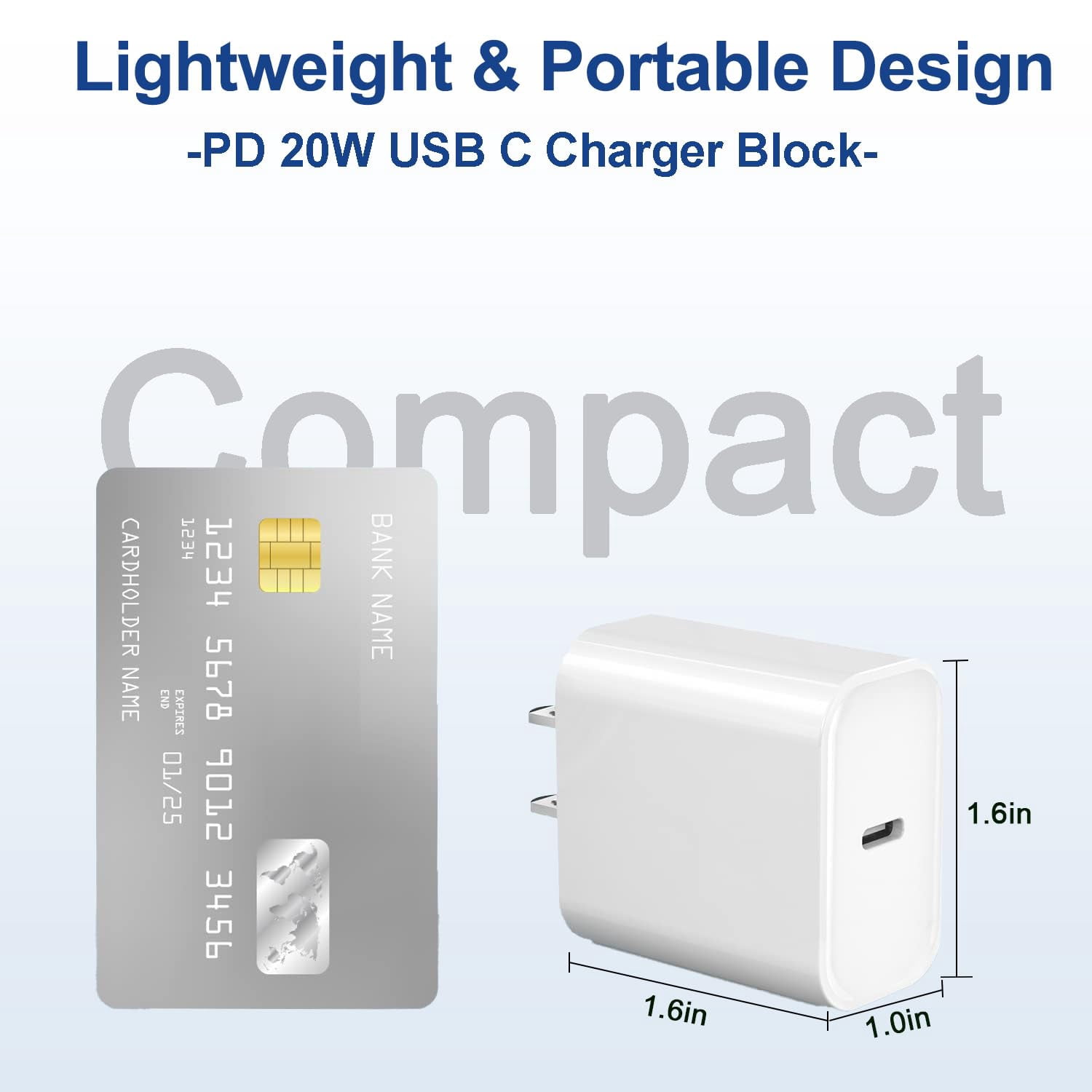 LujingZ 3 - Pack 20W Fast Charging USB to C Wall Charger with Cord Compatible with iPhone 15/16/17 Series iPad Pro AirPods - Ideal for Apple Devices' Quick Power - up