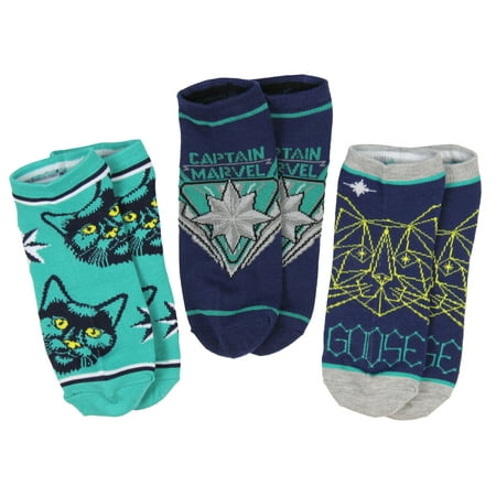 

Captain Marvel Adult Goose The Cat 3 Pack Mix and Match No Show Ankle Socks