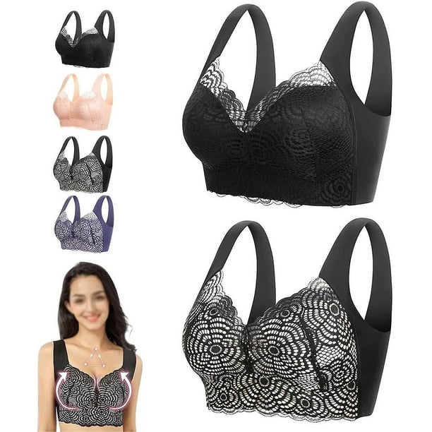 2 Pieces Lymphvity Detoxification And Shaping & Powerful Lifting Bra, Sexy  Lace Comfort Wire-free Bra Plus Size 