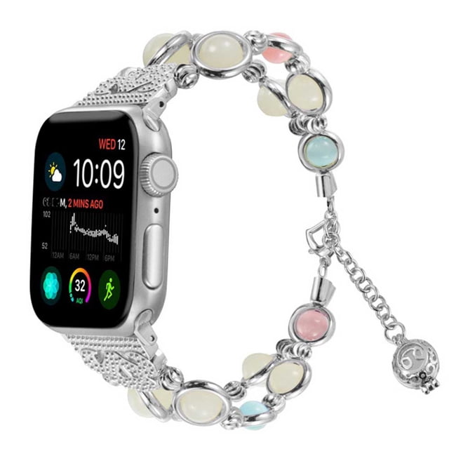 Apple Watch Band 38-40 mm / 42-44 mm Serie 5/4/3/ 2/1, pulsera ajustable hecha a mano Night Luminous Pearl IWatch pulsera con colgante esencial para mujeres/niñas Adepaton 2033276-5