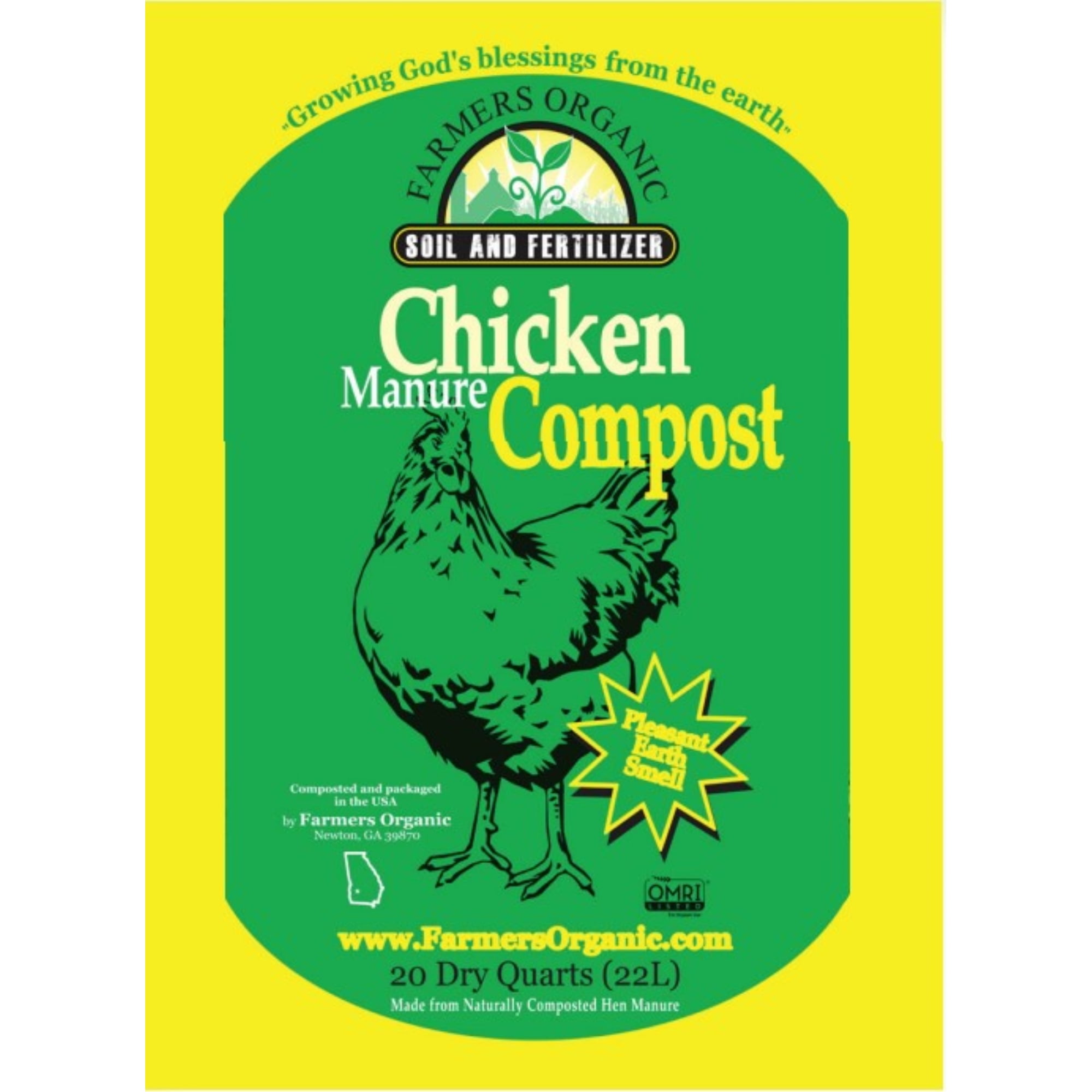 Farmers Organic Chicken Manure Compost Soil and Fertilizer, 20 Dry