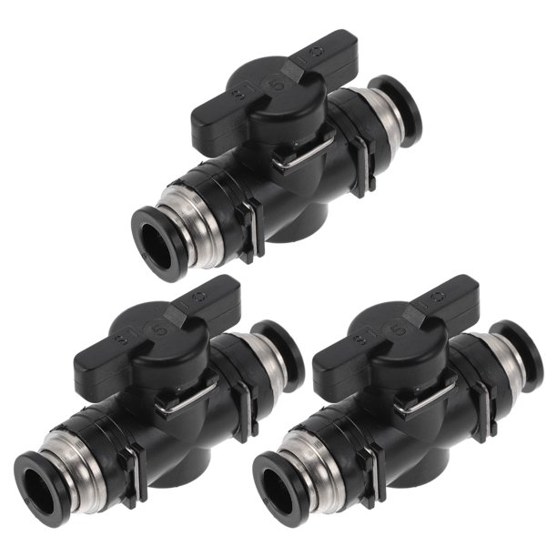 Conectores de aire de empuje de 5/16" Válvula de aire de plástico 3 piezas tono negro plateado