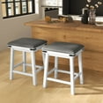 thumbnail image 2 of Costway 24'' Dining Bar Stool Set of 2 Counter Height Padded Seat Wood Frame Kitchen White, 2 of 9