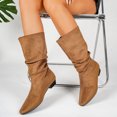 thumbnail image 5 of Willtoo Women's Slouchy Knee High Boots, Pointed Toe Low Heel Pull On Tall Faux Suede Boots, Ruched Wide Calf Fall Winter Dress Boots, 5 of 6