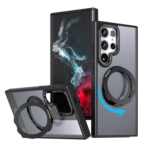 for Samsung S24 Ultra Case,Updated 360°Rotatable Magnetic Metal Stand Compatible with MagSafe,Military Shockproof Anti-Yellow Slim Cover For Galaxy S24 Ultra 6.8"(Black)