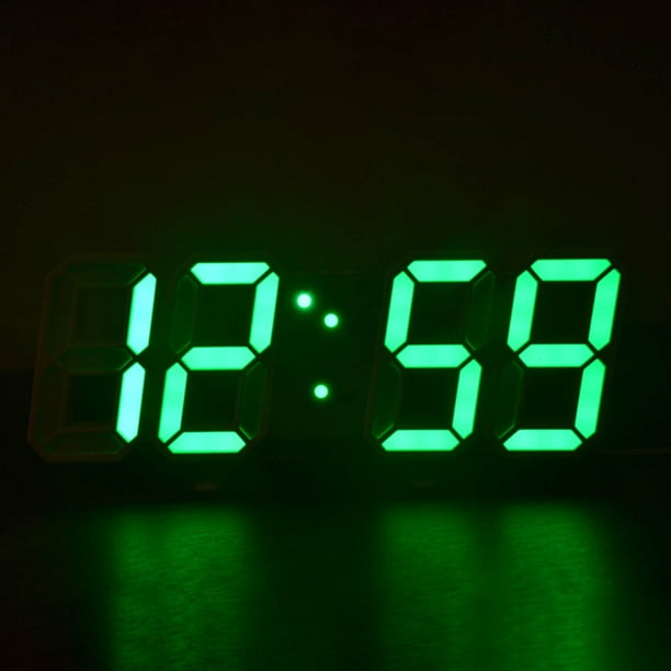 zanvin Digital Clock 3D LED Digital Clock Wall Déco Lumineux Mode Nuit Adjastable Électronique Table Clock Mur Clock Décoration Salon LED Cadeaux de Fête des Mères Clock jusqu'à 25% de Réduction, Vert